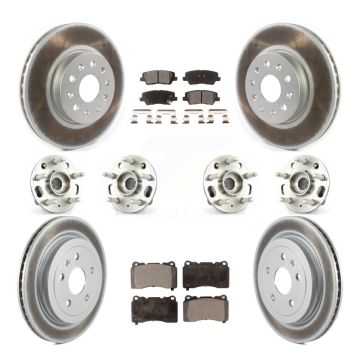 Front Rear Hub Bearings Coated Disc Brake Rotors And Pads Kit (10Pc) For Cadillac CTS KBB-114757