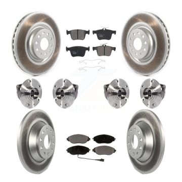 Front Rear Hub Bearing Coated Brake Rotor Pads Kit (10Pc) For 18-22 Volkswagen Tiguan AWD KBB-114758