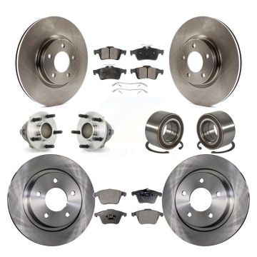 Front Rear Hub Bearings Disc Brake Rotors And Semi-Metallic Pads Kit (10Pc) For Mazda 3 KBB-114889