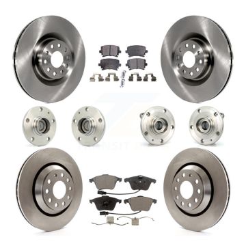 Front Rear Hub Bearings Disc Brake Rotors And Pads Kit (10Pc) For Volkswagen Passat CC KBB-114915