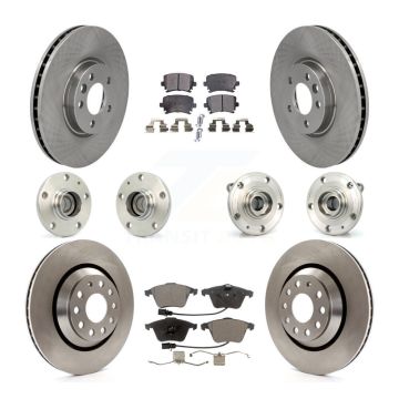Front Rear Hub Bearings Assembly Disc Brake Rotors And Pads Kit (10Pc) For Volkswagen CC KBB-114917