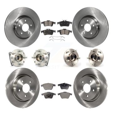 Front Rear Hub Bearing Disc Brake Rotor & Pads Kit (10Pc) For 2005-2010 Volvo S40 V50 AWD KBB-114919