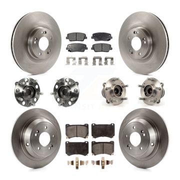 Front Rear Hub Bearings Disc Brake Rotors And Pads Kit (10Pc) For Hyundai Genesis 4.6L KBB-114920