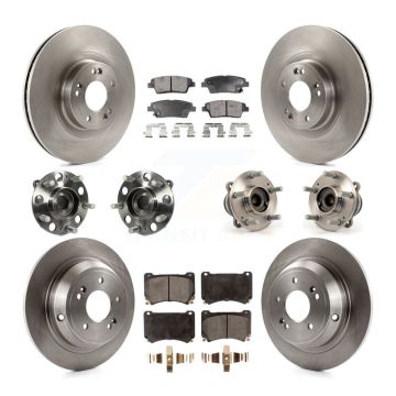 Front Rear Hub Bearing Assembly Disc Brake Rotors And Pads Kit (10Pc) For Hyundai Genesis KBB-114921