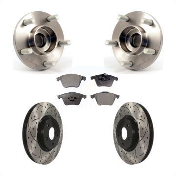 Front Hub Bearing Assembly Coated Drilled Slot Brake Rotor Pads Kit For Volvo S40 V50 C70 KBB-114932