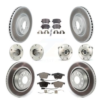 Front Rear Hub Bearings Coated Disc Brake Rotors And Pads Kit (10Pc) For Volkswagen CC KBB-114934