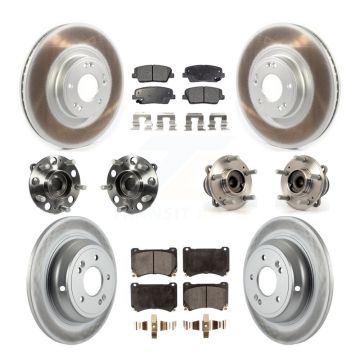 Front Rear Hub Bearing Coated Disc Brake Rotor & Pads Kit (10Pc) For Hyundai Genesis 4.6L KBB-114937