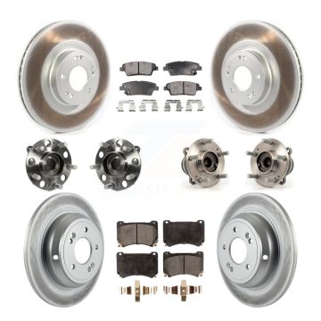 Front Rear Hub Bearings Coated Disc Brake Rotors And Pads Kit (10Pc) For Hyundai Genesis KBB-114938