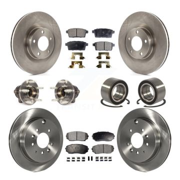 Front Rear Hub Bearing Disc Brake Rotor Pad Kit (10Pc) For 2010 Ford Edge Lincoln MKX FWD KBB-114983