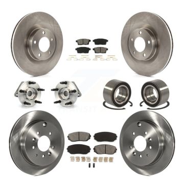 Front Rear Hub Bearing Brake Rotor Pad Kit (10Pc) For 2007-2010 Ford Edge Lincoln MKX AWD KBB-114987