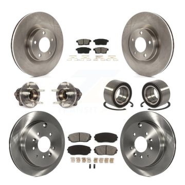 Front Rear Hub Bearing Disc Brake Rotor Pad Kit (10Pc) For 2010 Ford Edge Lincoln MKX FWD KBB-114988