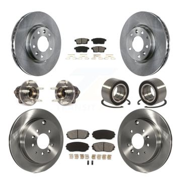 Front Rear Hub Bearing Disc Brake Rotor Pad Kit (10Pc) For 2009 Ford Edge Lincoln MKX FWD KBB-114989