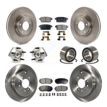 Front Rear Hub Bearing Brake Rotor Pad Kit (10Pc) For 2007-2010 Ford Edge Lincoln MKX AWD KBB-114992
