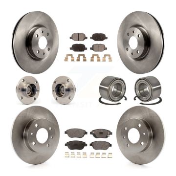 Front Rear Hub Bearing Assembly Disc Brake Rotor And Ceramic Pads Kit (10Pc) For Fiat 500 KBB-114993