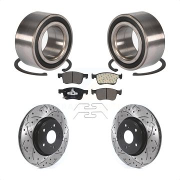 Front Wheel Bearing Coated Drilled Slotted Disc Brake Rotor And Pads Kit For Honda Accord KBB-115001