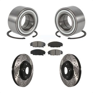 Front Wheel Bearing Coated Drill Slot Brake Rotor Pads Kit For 2002-2006 Acura RSX Type-S KBB-115004