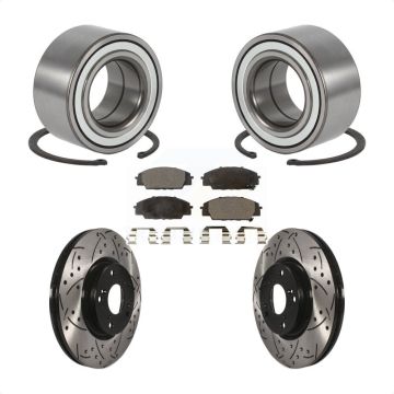 Front Wheel Bearing Coated Drill Slot Brake Rotor Pads Kit For 2002-2006 Acura RSX Type-S KBB-115008