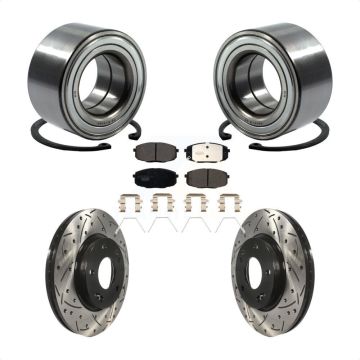 Front Wheel Bearing Coated Drilled Slotted Brake Rotor And Pad Kit For 2014-2016 Kia Soul KBB-115011