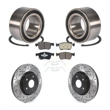 Front Wheel Bearing Coated Drilled Slotted Disc Brake Rotor And Pads Kit For Honda Accord KBB-115014