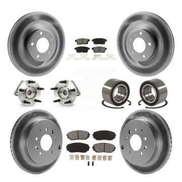 Front Rear Hub Bearing Coated Brake Rotor & Pads Kit (10Pc) For Ford Edge Lincoln MKX AWD KBB-115023