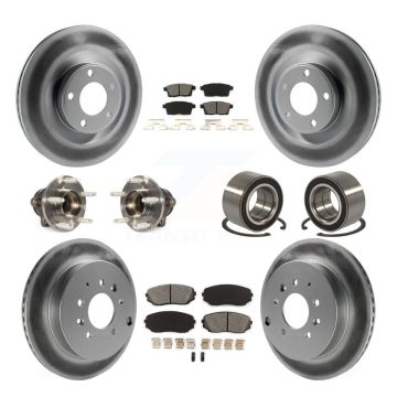 Front Rear Hub Bearing Coat Brake Rotor Pad Kit (10Pc) For 2010 Ford Edge Lincoln MKX FWD KBB-115024