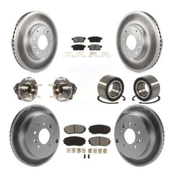 Front Rear Hub Bearing Coat Brake Rotor Pad Kit (10Pc) For 2009 Ford Edge Lincoln MKX FWD KBB-115025