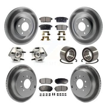 Front Rear Hub Bearing Coated Brake Rotor & Pads Kit (10Pc) For Ford Edge Lincoln MKX AWD KBB-115027