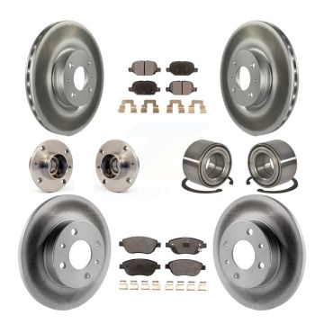 Front Rear Hub Bearings Coated Disc Brake Rotors And Ceramic Pads Kit (10Pc) For Fiat 500 KBB-115028