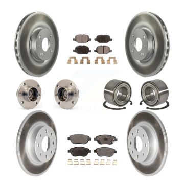 Front Rear Hub Bearings Coated Disc Brake Rotors And Ceramic Pads Kit (10Pc) For Fiat 500 KBB-115029