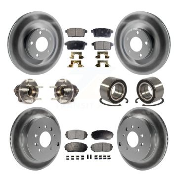 Front Rear Hub Bearing Coat Brake Rotor Pad Kit (10Pc) For 2010 Ford Edge Lincoln MKX FWD KBB-115032