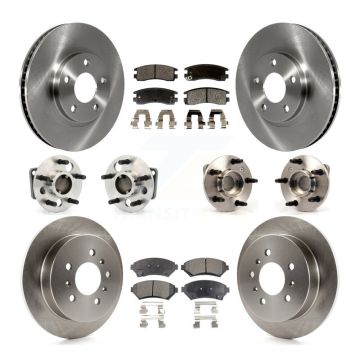 Front Rear Hub Bearing Disc Brake Rotor & Pad Kit (10Pc) For Chevrolet Impala Monte Carlo KBB-115062