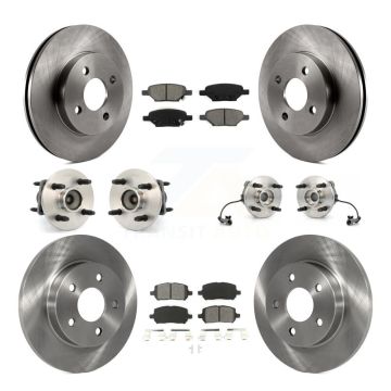 Front Rear Hub Bearing Disc Brake Rotor & Pads Kit (10Pc) For 2010 Pontiac G5 4-Wheel ABS KBB-115067