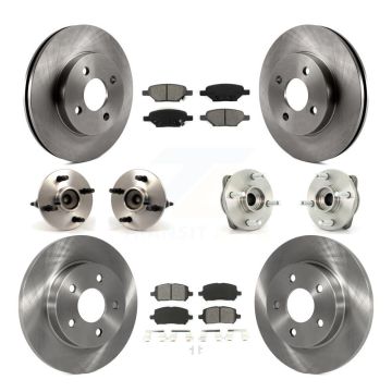 Front Rear Hub Bearings Disc Brake Rotors And Pads Kit (10Pc) For 2010 Pontiac G5 Non-ABS KBB-115068