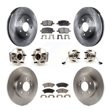 Front Rear Hub Bearing Brake Rotor & Pads Kit (10Pc) For Chevrolet Uplander Buick Terraza KBB-115075