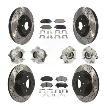Front Rear Hub Bearings Coated Disc Brake Rotors And Pads Kit (10Pc) For Nissan Maxima KBB-115081