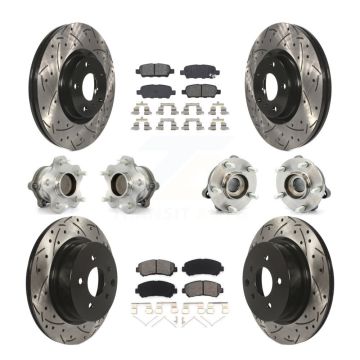 Front Rear Hub Bearings Coated Disc Brake Rotors And Pads Kit (10Pc) For Nissan Maxima KBB-115085