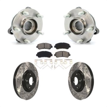Front Hub Bearing Assembly Coated Drilled Slotted Brake Rotor & Pad Kit For Nissan Maxima KBB-115087