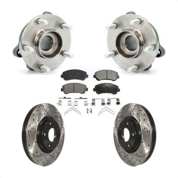 Front Hub Bearing Assembly Coated Drilled Slotted Brake Rotor & Pad Kit For Nissan Maxima KBB-115091