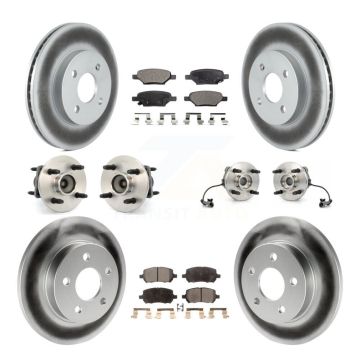 Front Rear Hub Bearing Coated Brake Rotor Pads Kit (10Pc) For 2010 Pontiac G5 4-Wheel ABS KBB-115093