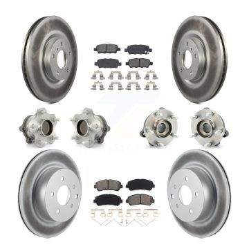 Front Rear Hub Bearings Coated Disc Brake Rotors And Pads Kit (10Pc) For Nissan Maxima KBB-115105