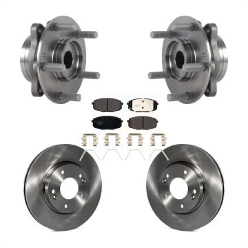 Front Hub Bearing Assembly Brake Rotor & Pads Kit For Kia Forte Hyundai Elantra GT Forte5 KBB-115128
