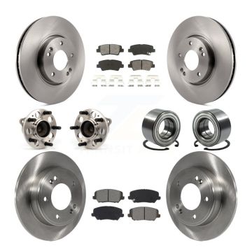 Front Rear Hub Bearing Assembly Disc Brake Rotor And Pads Kit (10Pc) For Kia Forte Forte5 KBB-115132