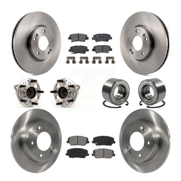 Front Rear Hub Bearing Brake Rotor Pad Kit (10Pc) For 16-17 Hyundai Veloster Turbocharged KBB-115133