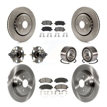 Front Rear Hub Bearings Disc Brake Rotors And Pads Kit (10Pc) For 2015-2020 Acura TLX FWD KBB-115141