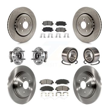 Front Rear Hub Bearings Disc Brake Rotors And Pads Kit (10Pc) For 2015-2020 Acura TLX AWD KBB-115143