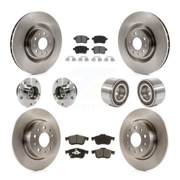 Front Rear Wheel Hub Bearing Disc Brake Rotor And Pads Kit (10Pc) For 2014-2018 Fiat 500L KBB-115144