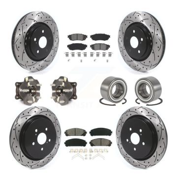 Front Rear Hub Bearing Coated Disc Brake Rotor & Pads Kit (10Pc) For 2016 Lexus RX350 AWD KBB-115148