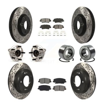 Front Rear Hub Bearings Coated Disc Brake Rotors And Pads Kit (10Pc) For Kia Forte Forte5 KBB-115149