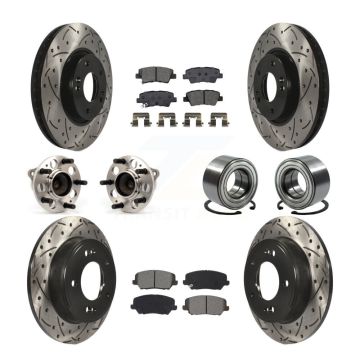 Front Rear Hub Bearing Coat Brake Rotor Pads Kit (10Pc) For Hyundai Veloster Turbocharged KBB-115150