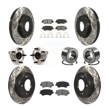 Front Rear Hub Bearing Coated Brake Rotor Pad Kit (10Pc) For Kia Forte Hyundai Elantra GT KBB-115152